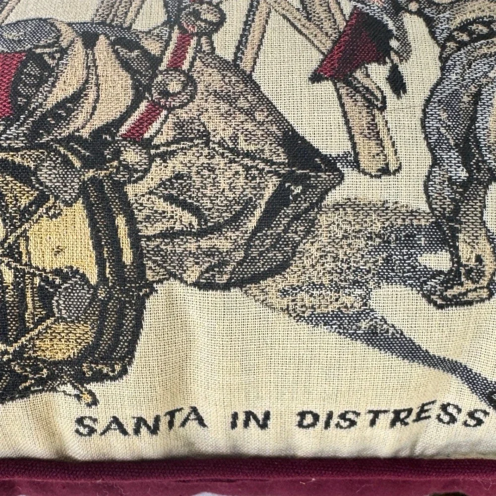 CPC Santa In Distress Tapestry Pillow Christmas Bulldog Holiday Decor 16x16